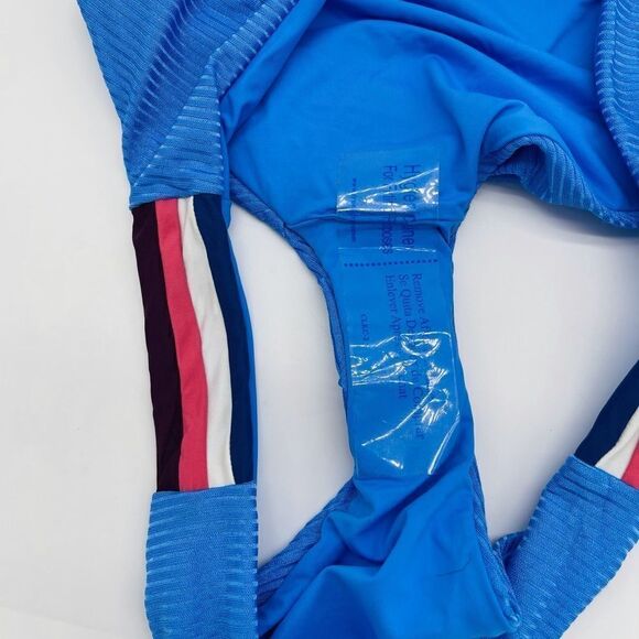 Becca Swimwear Blue Ribbed Detailing Bikini Bottom - Picture 4 of 5